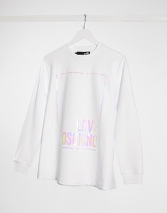 Белый свитшот с переливающимся логотипом Love Moschino