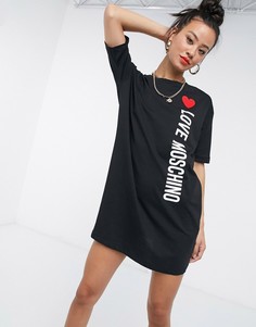 Черное платье Love Moschino с классическим логотипом сбоку-Черный