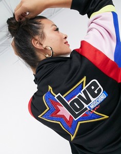 Черная куртка колор блок с логотипом Love Moschino-Черный