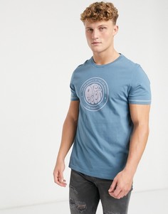 Синяя футболка с логотипом на груди Pretty Green like minded-Синий