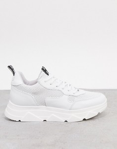 Белые кожаные кроссовки на платформе Steve Madden-Белый