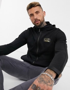 Черный худи на молнии Armani EA7 Gold Label