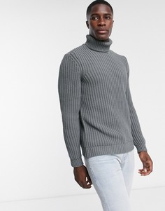 Темно-серая водолазка в рубчик плотной вязки ASOS DESIGN-Серый