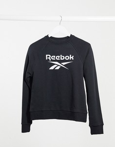 Черный свитшот с большим логотипом Reebok
