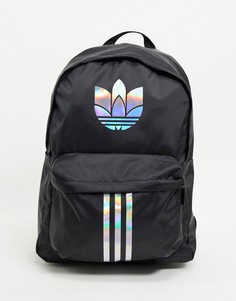 Рюкзак черного/серебристого цвета с логотипом-трилистником adidas-Черный