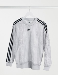 Серый сетчатый свитшот с логотипом adidas Originals