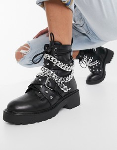 Черные массивные ботинки с цепями Steve Madden Temina-Черный