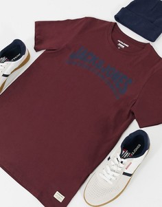 Бордовая футболка с логотипом в стиле ретро Jack & Jones-Красный