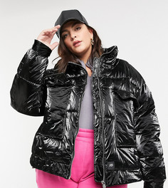 Виниловая oversized куртка-пуховик Sixth June Plus-Черный