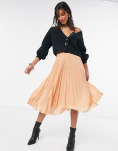 Бежевая плиссированная юбка миди ASOS DESIGN-Мульти