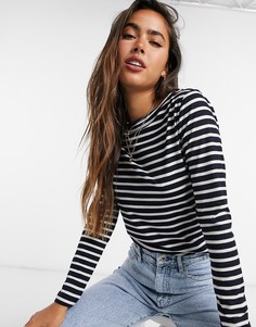 Темно-синий лонгслив в полоску ASOS DESIGN-Мульти