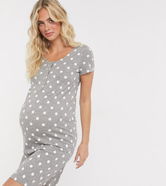 Серая ночная рубашка в горошек для кормления Mamalicious Maternity-Мульти Mama.Licious