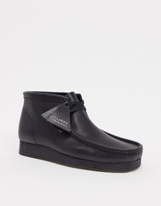 Черные кожаные ботинки Clarks Originals wallabee-Черный
