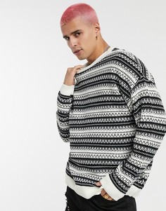 Фактурный oversized-джемпер с монохромным узором ASOS DESIGN-Черный
