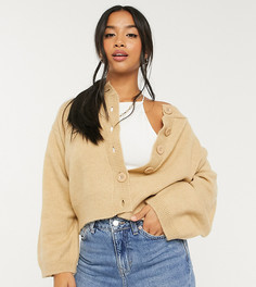 Бежевый кардиган с круглым вырезом ASOS DESIGN Petite-Светло-бежевый