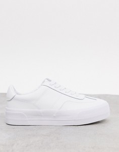 Белые кожаные кроссовки на толстой подошве ASOS DESIGN-Белый