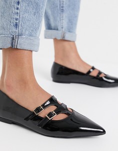 Лакированные черные балетки ASOS DESIGN Livie mary jane-Черный