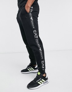 Черные джоггеры с фирменной лентой по бокам и логотипом Armani EA7 Logo Series-Черный