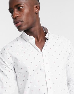 Белая рубашка со сплошным микропринтом Emporio Armani-Белый