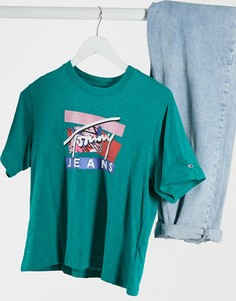 Зеленая футболка с фирменным логотипом Tommy Jeans-Зеленый