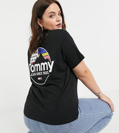 Черная футболка с принтом в виде круга и гор Tommy Jeans Plus-Черный