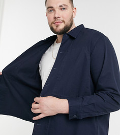 Темно-синяя рубашка навыпуск Jack & Jones Originals Plus-Темно-синий