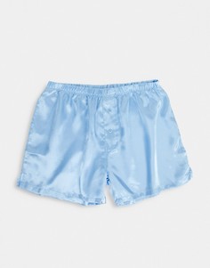 Светло-синие трусы-боксеры из атласной ткани ASOS DESIGN-Синий