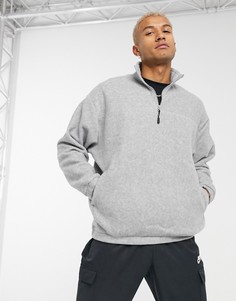 Серый флисовый свитшот в стиле oversized с короткой молнией ASOS DESIGN
