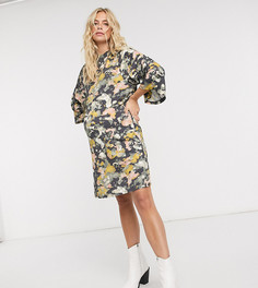 Платье мини с высоким воротником и абстрактным принтом Mamalicious Maternity-Мульти Mama.Licious