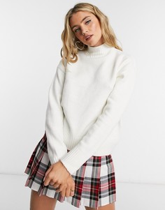 Светло-бежевый oversized-джемпер с воротником-трубой Bershka-Кремовый