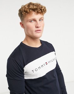 Темно-синий лонгслив для дома с логотипом Tommy Hilfiger