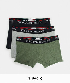 Набор из 3 черных/серых/оливковых трусов с логотипом на поясе Polo Ralph Lauren-Мульти