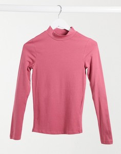 Розовый топ с отворачивающимся воротником New Look