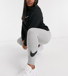 Серые леггинсы с завышенной талией и логотипом-галочкой Nike Plus-Серый
