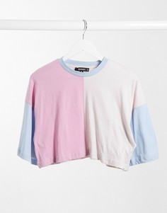 Укороченная свободная футболка в стиле oversized с цветовыми блоками Missguided-Мульти