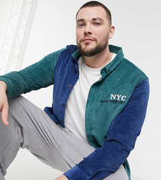 Вельветовая oversized-рубашка в стиле 90-х с вышивкой "NYC на груди ASOS DESIGN-Темно-синий