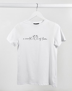 Белая футболка "a world of love" New Look-Белый