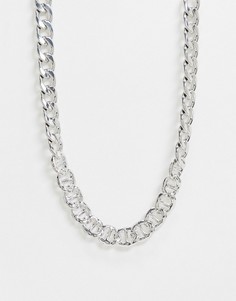 Массивное серебристое ожерелье с якорными звеньями DesignB-Серебряный