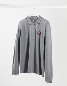 Серая футболка-поло с длинными рукавами Pretty Green Likeminded-Серый