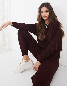 Бордовые oversize-джемпер и джоггеры от комплекта Femme Luxe-Красный