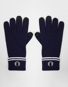 Темно-синие перчатки для сенсорных экранов из 100% мериносовой шерсти Fred Perry-Темно-синий
