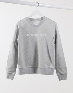 Серый свитшот с логотипом Calvin Klein Jeans