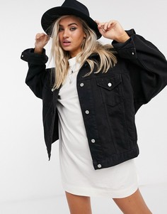 Черная джинсовая куртка в стиле oversized Topshop-Черный