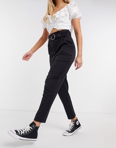 Черные классические брюки с присборенной талией Miss Selfridge-Черный