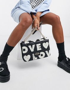 Черная сумка на плечо с принтом "love" Love Moschino-Черный