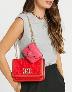 Красная двойная сумка с тиснением в виде монограмм River Island-Красный