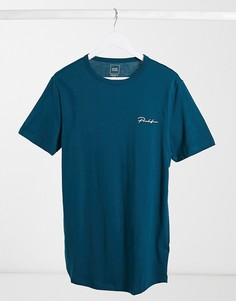 Футболка цвета морской волны с закругленным краем River Island Prolific-Зеленый