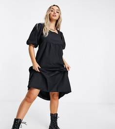 Черное свободное платье мидакси с объемными рукавами Missguided-Черный