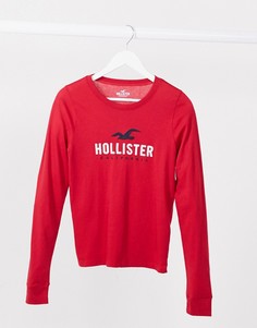 Лонгслив с логотипом Hollister-Красный