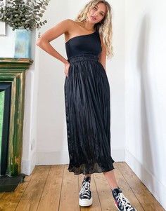 Черная атласная юбка Topshop-Черный